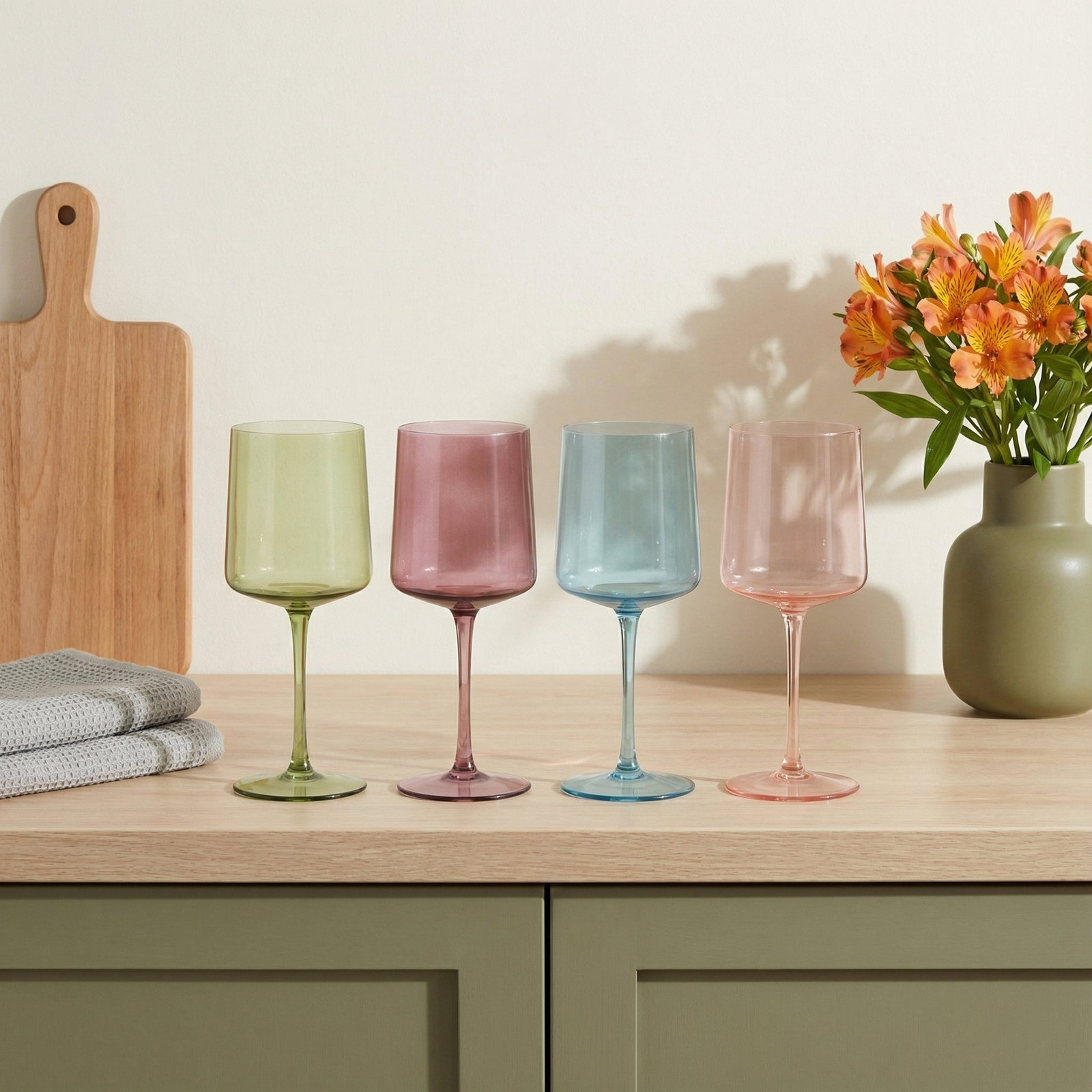 Orland Red Wine Glass, Green/Red/Blue/Pink