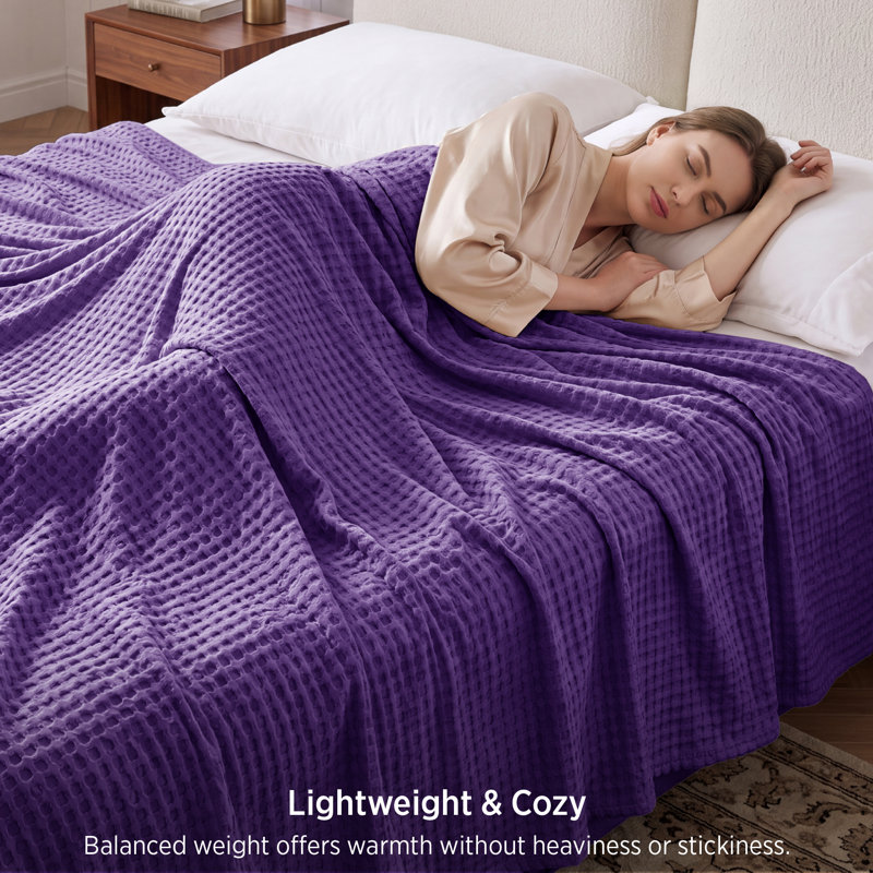 Bedsure 279gsm Cotton & Rayon from Bamboo Waffle Blanket GentleSoft™️, King, Crown Jewel