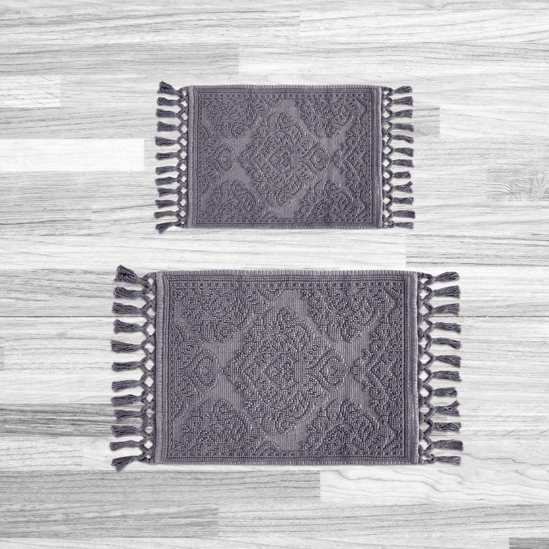 Ricardo 2 Piece Bath Rug Set, Dark Gray