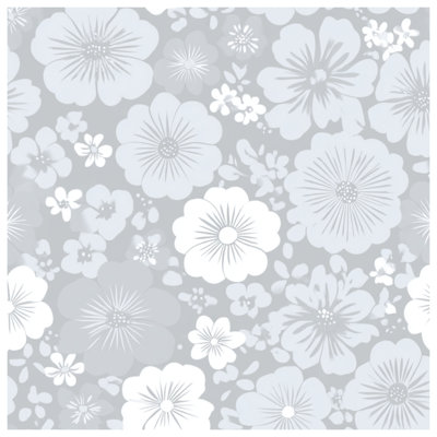 Grey Floral Pattern Quilted Bedspread All Sizes