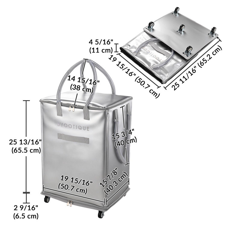 Sac à provisions à roulettes Byootique de 51 cm (20 po) sur 5 roues, idéal pour les voyages | Capacité de charge : 30 kg (66 lb), imperméable, en PU, réutilisable, avec poignée, pour le linge, les déménagements, argent