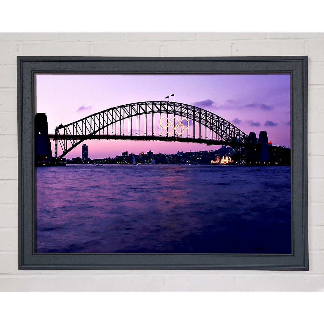 Gerahmtes Wandbild Sydney Harbour Bridge Pink Reflections