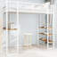Lit simple à structure en fer blanc avec table et rampe intégrées, coffre-fort stable pour la chambre à coucher, pieds à double support, structure de bureau en L à faible encombrement, longue durée de vie
