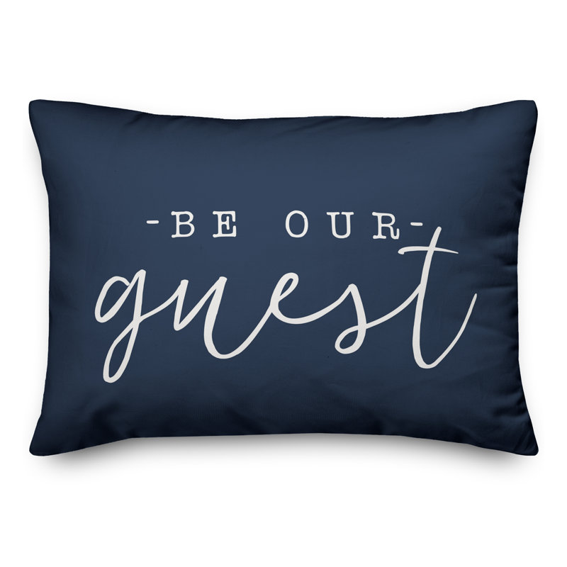  Be Our Guest Outdoor Rectangluar Pillow Cover & Insert, Navy/White