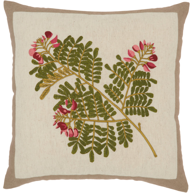 Appliqued Cotton Blend Throw Pillow