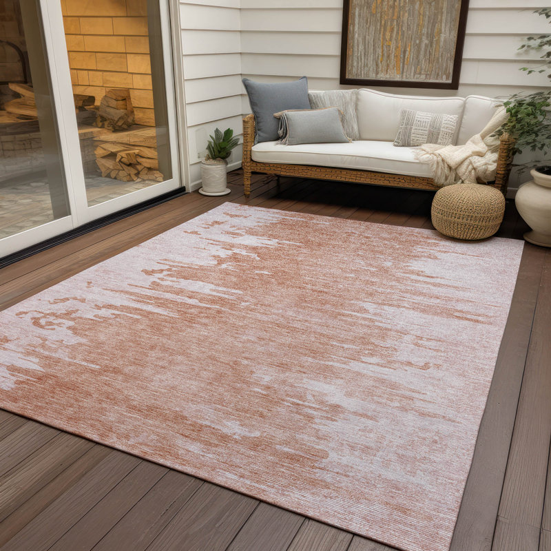 Tapis intérieur / extérieur rectangulaire avec envers antidérapant Emblyn, Rectangle 5 pi x 7 pi 6 po