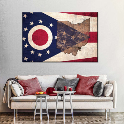 " State Map Over Ohio Flag " by Echoes Of America