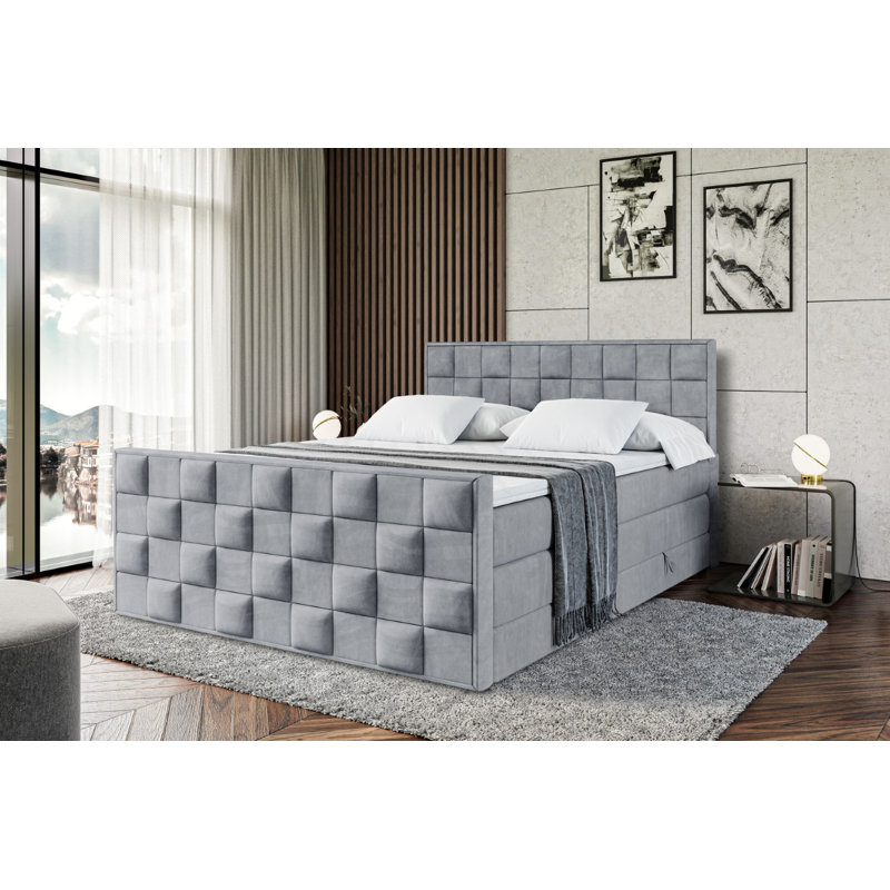 Brenen Pocket Spring Mattress Divan Bed Set, 160cm W x 200cm L, in Grey