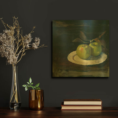 Green Apples I No Border' By Carol Rowan Metal Wall Art, 12" x 12"