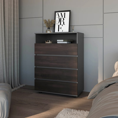 Commode 4 tiroirs avec tablette ouverte