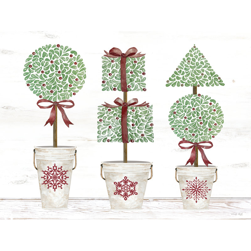 «Merry Topiaries On Canvas» par Cindy Jacobs, reproduction, H 32 po x l 48 po