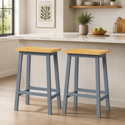 Tabourets de bar en bois massif (pas cher en fer), ensemble de 2 chaises de bar de 25,6 po de hauteur, tabourets de comptoir de cuisine avec repose-pieds, tabourets de ferme pour la salle à manger, cuisine, comptoir
