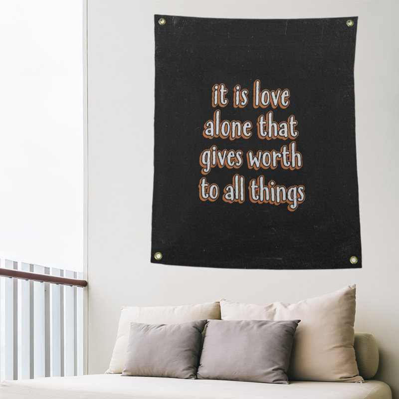 Tapisserie tableau noir de polyester love quot, H 36 po x l 26 po, Orange