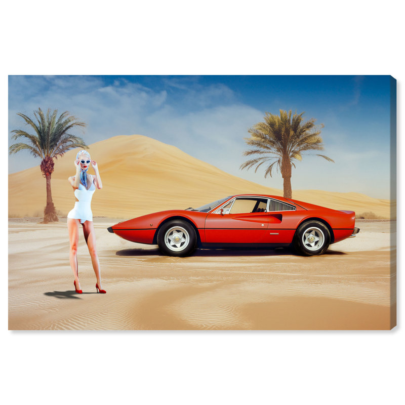 Perfect Place to Tan Canvas Transportation Print by Oliver Gal, 11"H x 16"W, Gold Frame