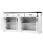 Buffet blanc cannelé de 63 po avec 4 portes et 3 tiroirs, rangement de cuisine moderne pour la vie, la salle à manger, tablettes intérieures réglables pour l'entrée, buffet à conception basculante, cuisine adaptée, fabrication de vestibule,-130047910