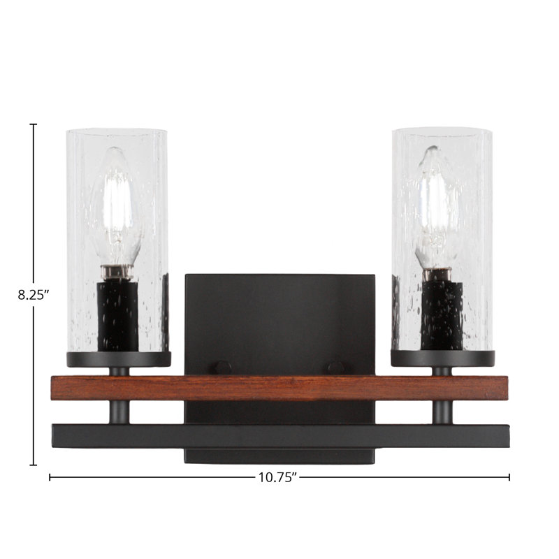 Belmont 2 Light Bath Bar, Matte Black/Painted Wood