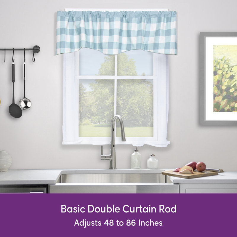 Adjustable White Steel Double Curtain Rod with Hardware, 48"-86"