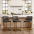 Romilio 24″ Upholstered Gray Counter Stool with Faux Leather for Kitchen & Dining