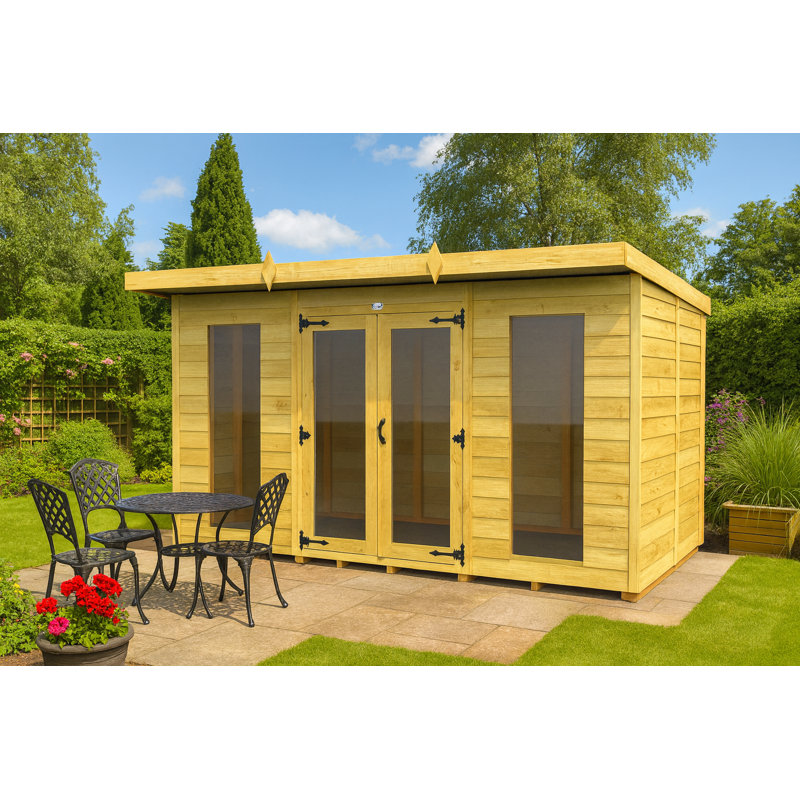 10ft x 8ft Pent Summer House (Full Height Window)