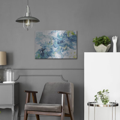  «Abstract Pouring P» par Jean Plout, art mural en métal, 24 po x 16 po