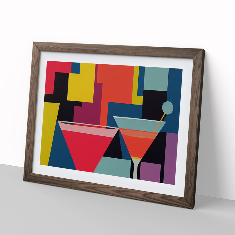 Retro Cocktail Vol.4 1 Piece Single Picture Frame Painting, 34cm H x 46cm W x 2cm D, Walnut Framed