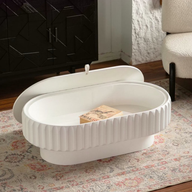 Table de rangement cannelée avec couvercle amovible