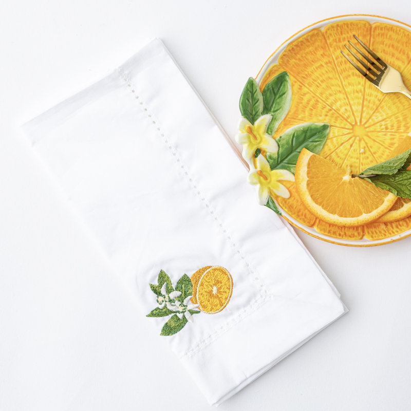 Orange Blossom Embroidered Dinner Napkin