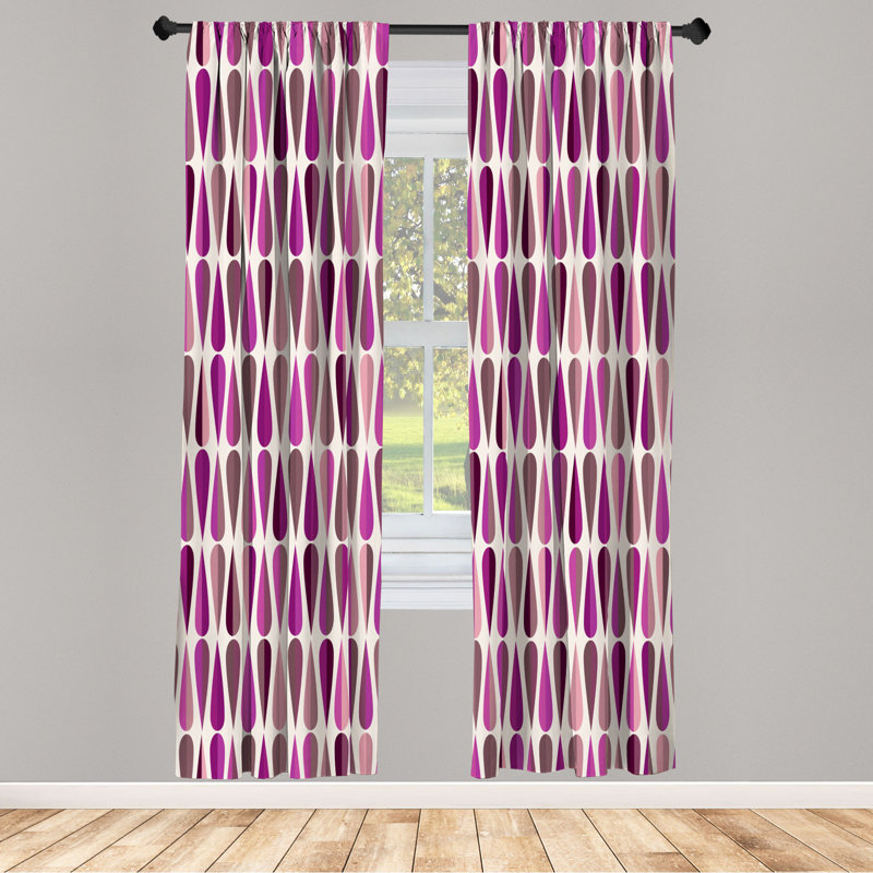 Microfiber Floral Semi-Sheer Rod Pocket Curtain Panels, 28" W x 63" L, Purple