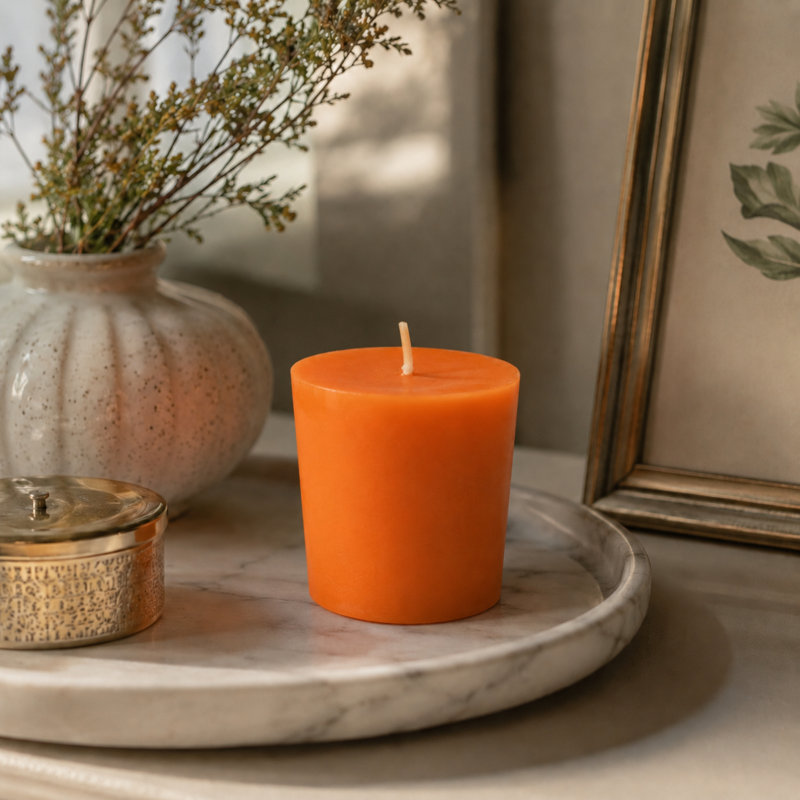 Unscented Votive Candle, Orange, Set of 12