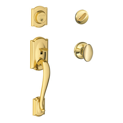 Jeu poignées camelot avec verrou et bouton de porte siena et rosette à cylindre simple