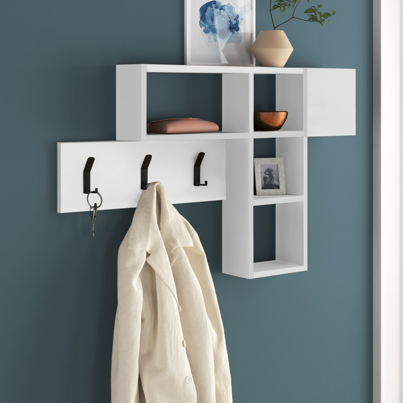 Pecor Wall 3 - Hook Wall Mounted Coat Rack, White