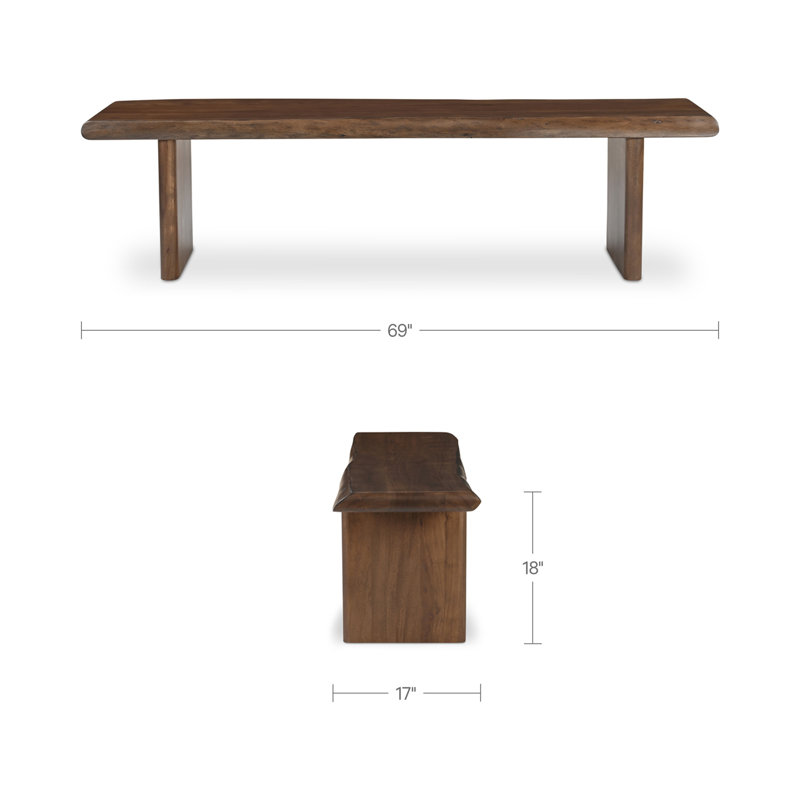 Lila Dining Bench Large Brown, 18" H x 69" W x 17" D