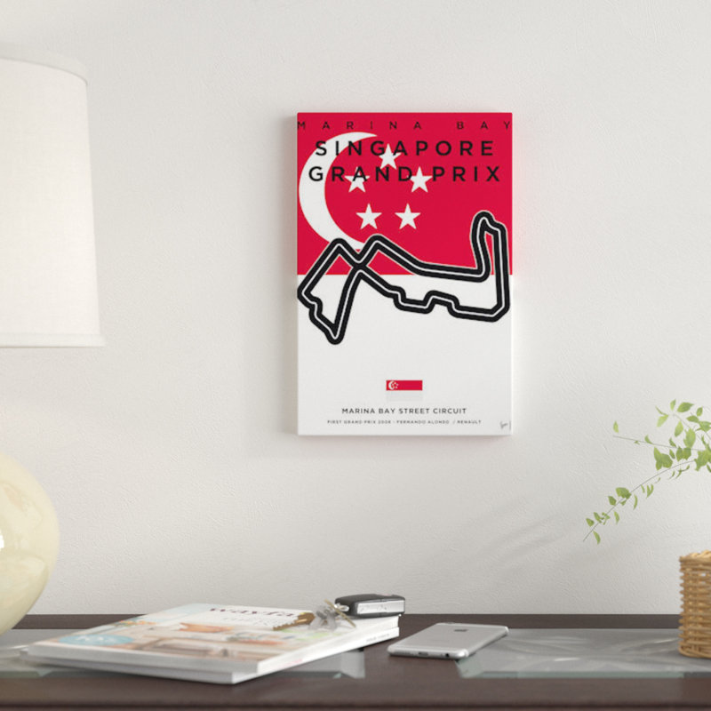 « f1 marina bay course track », impression sur toile, H 26 po x l 18 po x P 1,5 po, Toile tendue, Pas de tapis
