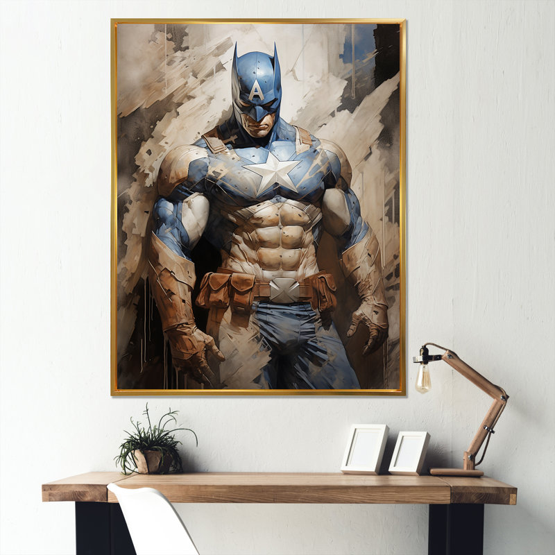 «Darkness Superheros III», reproduction sur toile, Cadre flottant doré, H 32 po x l 16 po x P 1 po