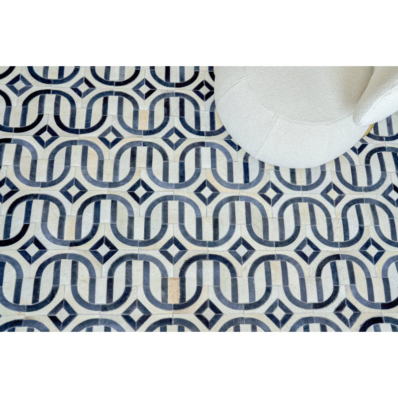 Natural Hide Cowhide Geometric Area Rug, Rectangle 13'6 x 17'6"