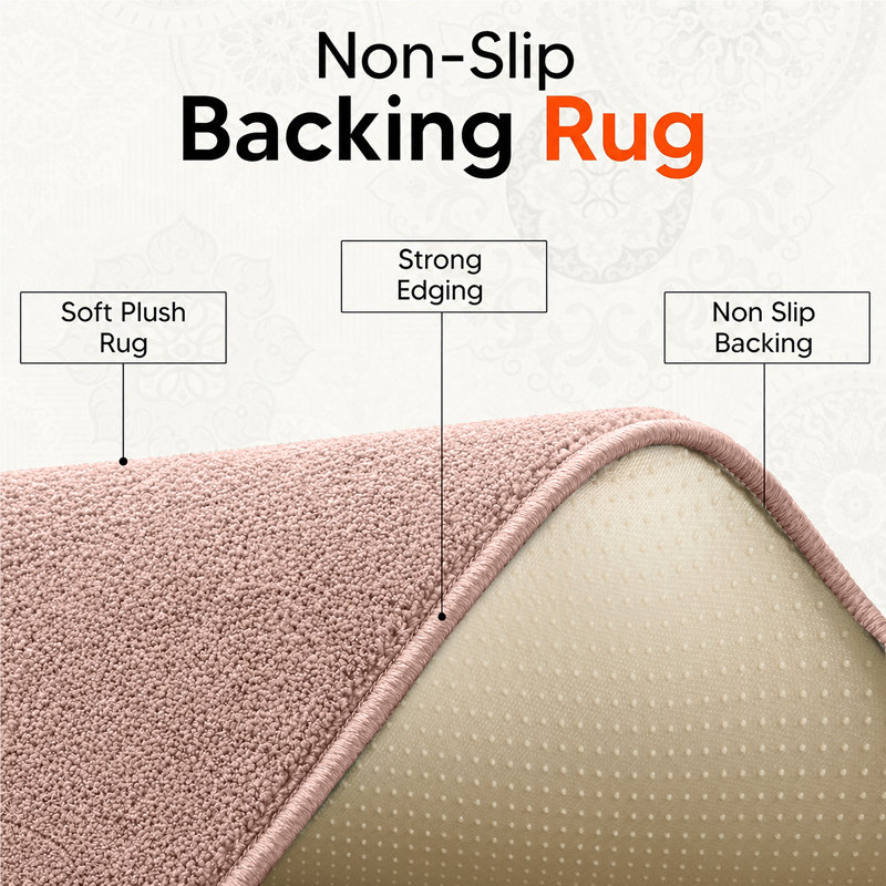 Blush Pink Modern Area Rug, LIGHT PINK, 200x290cm