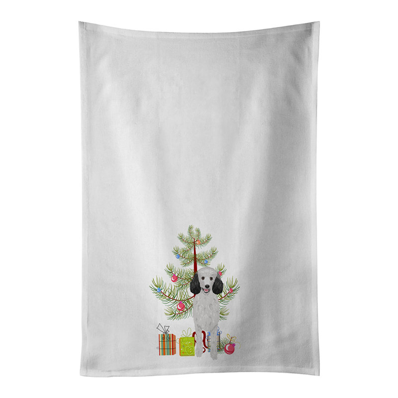 Cotton Tea Towel Kitchen Towel, Poodle Standard Silver
