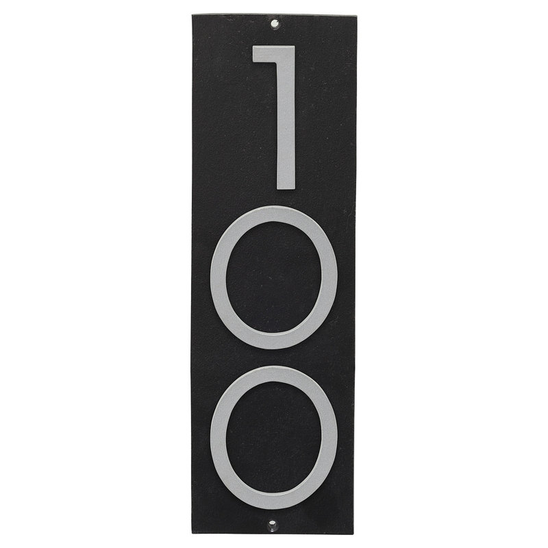 Plaque d'adresse murale sur 1 ligne, Noir / argent, Oui