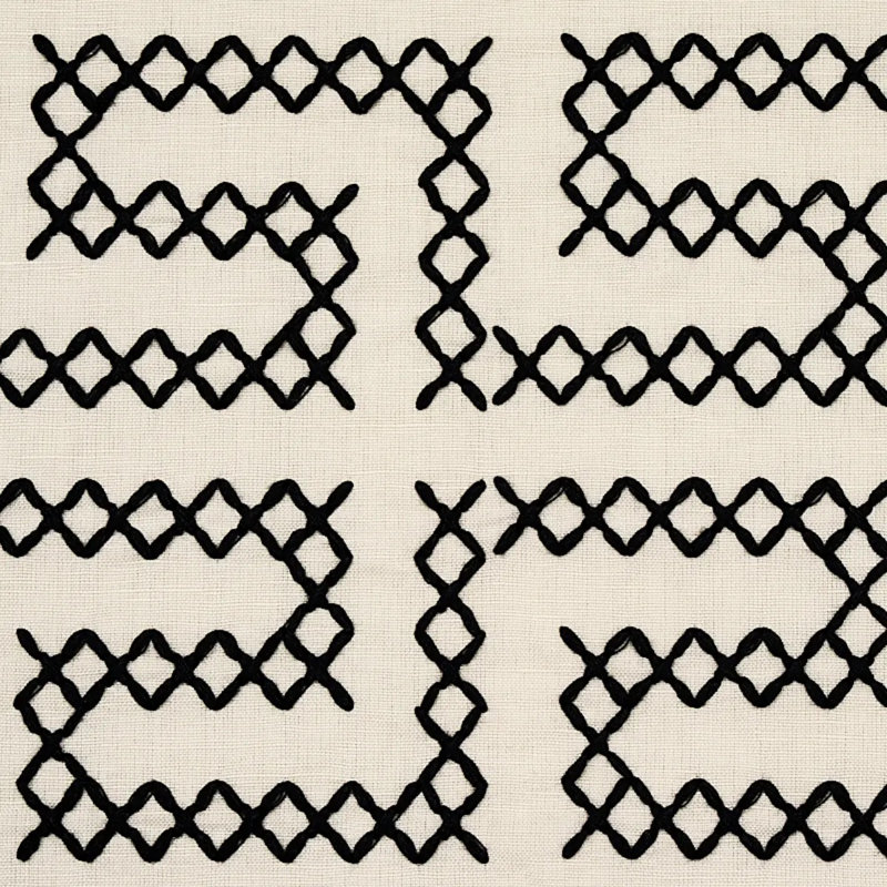 Tissu de broderie A Maze, Noir / Ivoire
