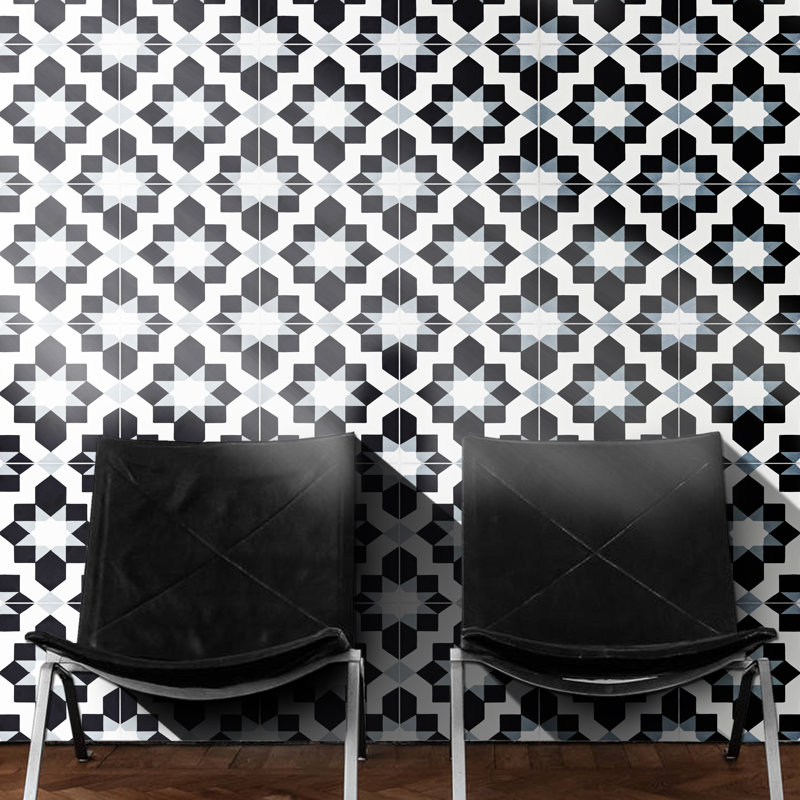 Affos 8 in. x 8 in. Tile, Black/Gray/White