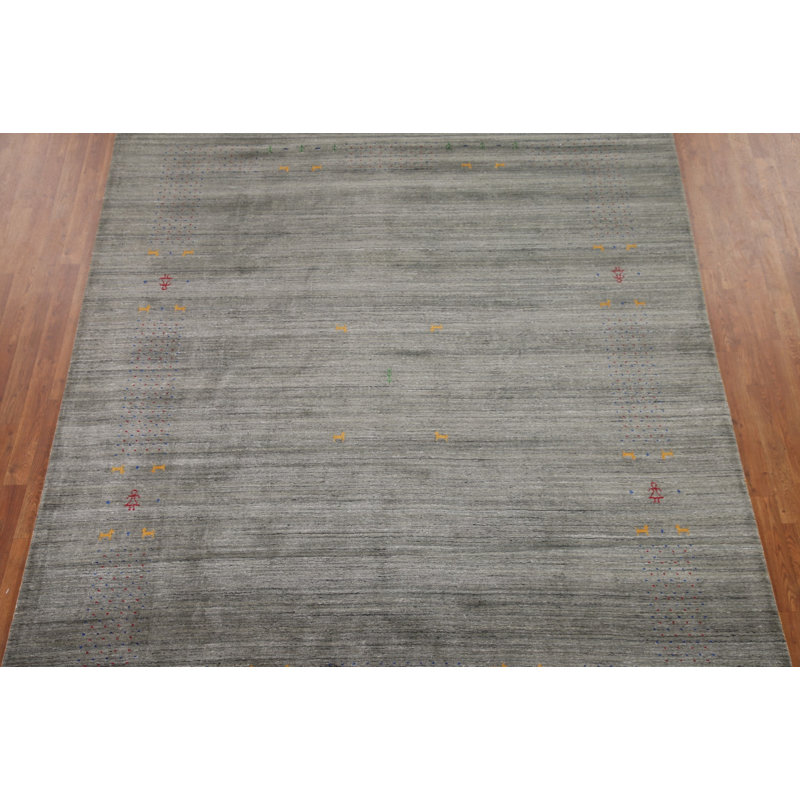 Tapis vert / gris fait à la main Gabbeh 8 x 10