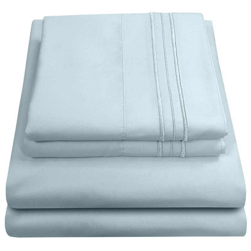 Luxurious Classic Soft Solid 1800 Series Microfiber Sheet Set, Various Colors and Sizes, Light Blue, Queen