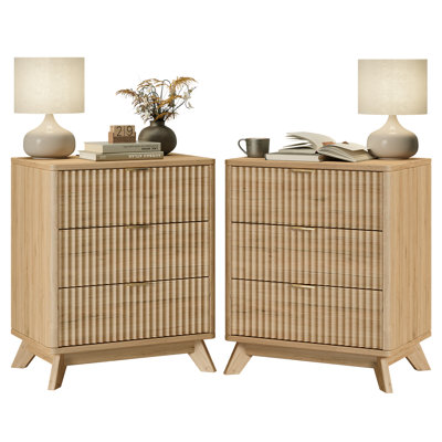 Donati 3-Drawer Fluted Nightstand With Charging Station