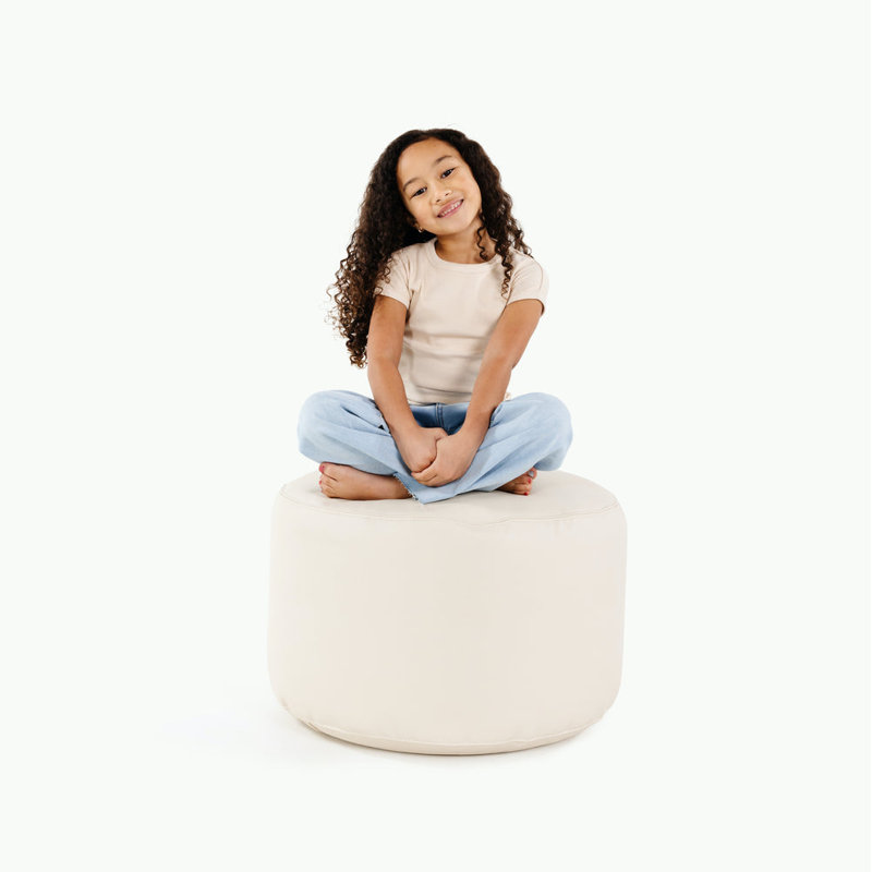 Round Pouf, Ivory 