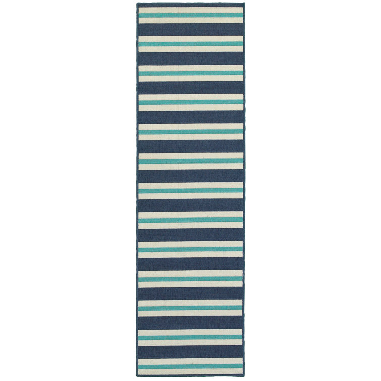 Triplehorn Machine Woven Striped Indoor Outdoor Area Rug