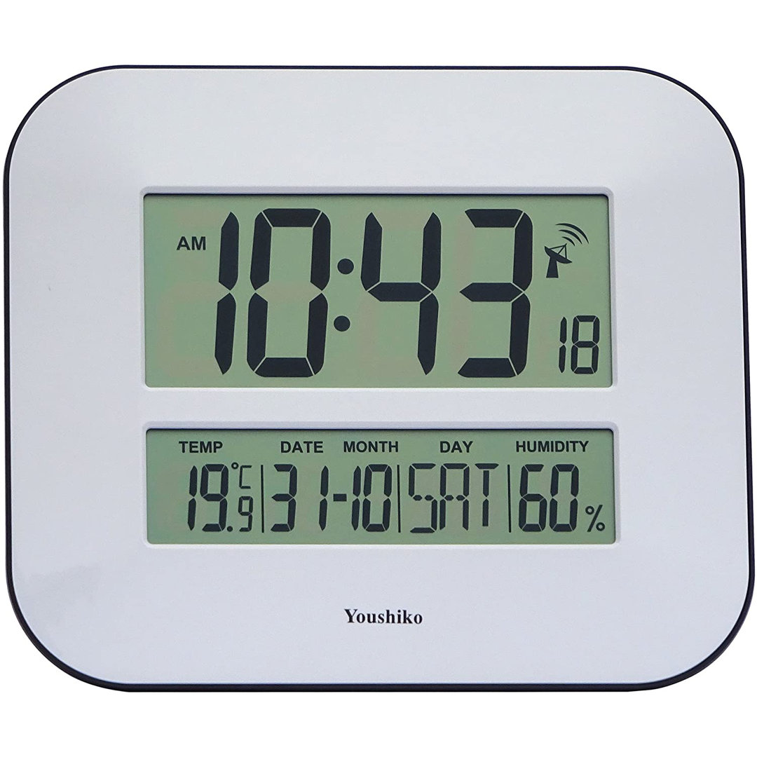 Youshiko Jumbo LCD Radio Controlled Wall & Desk Clock UK Version Temperature - Image 7