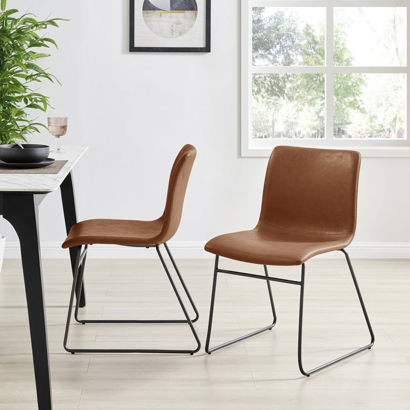 Winnona Upholstered Dining Side Chair, Brown