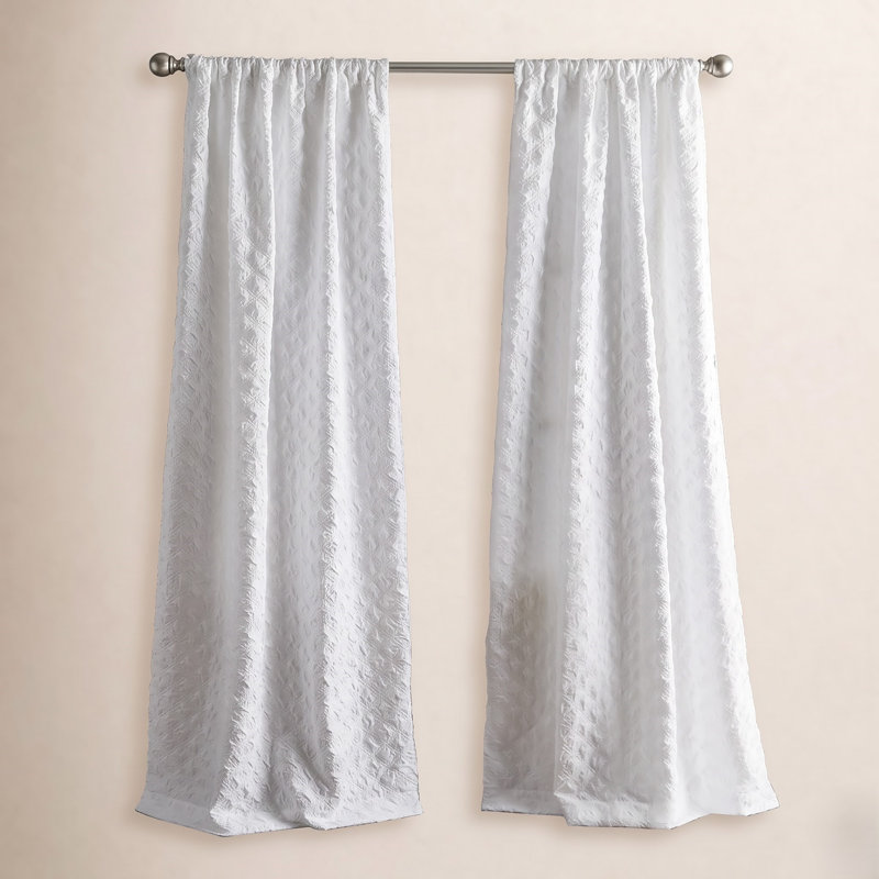 Peri Home Diamond White Curtain Panel Pair, 38" x 96"