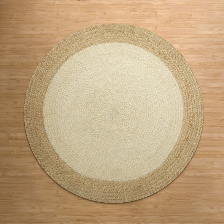 Kayleigh Jute Hand Braided Zigzag Stitch Natural Fibers Farmhouse Style Area Rug For Dining Room Living Room Kitchen, Off White/Natural