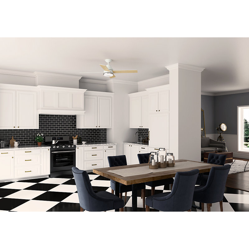 54" Daphne 4 - Blade LED Standard Ceiling Fan with Wall Control and Light Kit Included, Fresh White